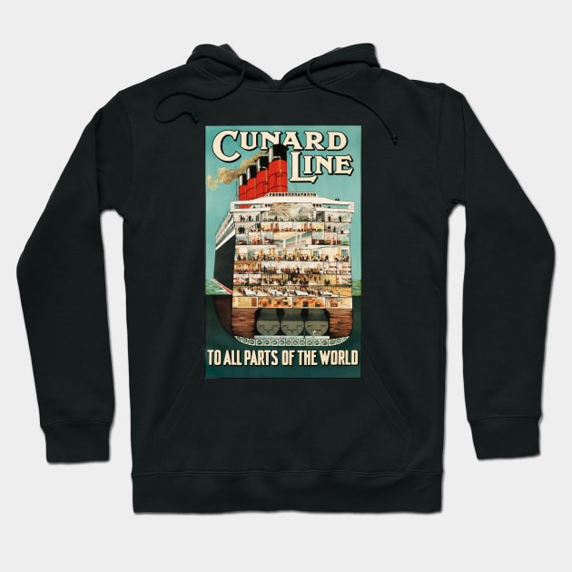 Cunard Line Cruise Liners - Vintage Travel Hoodie by Culturio